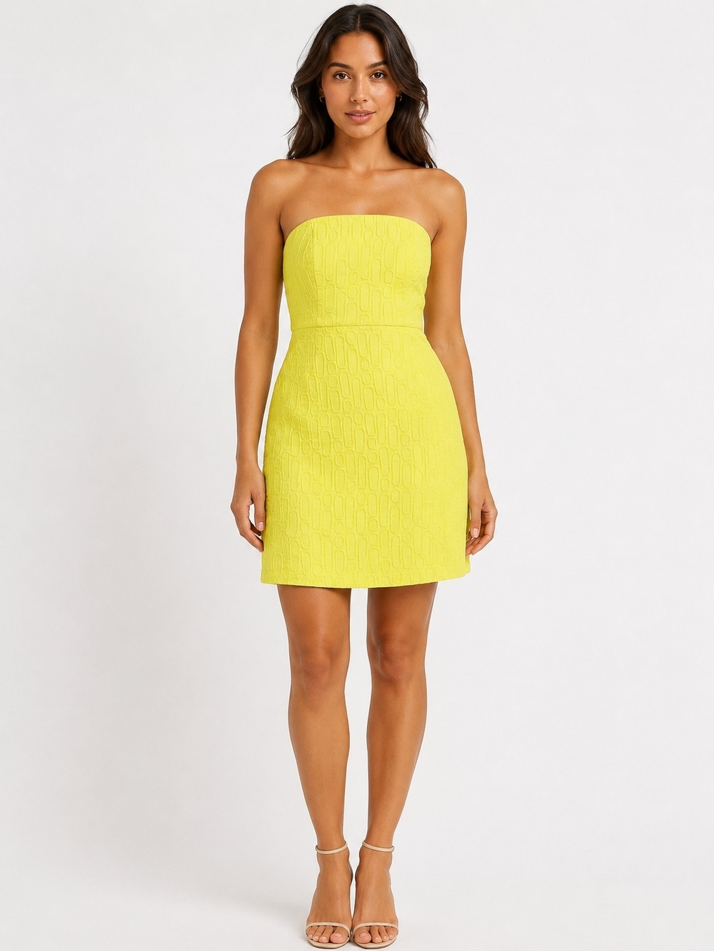 The Limited Women's Strapless Yellow Textured Mini Dress Size 4